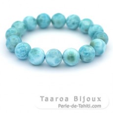 Armband aus 16 Larimar-Perlen - 13 bis 13.2 mm - 17 cm - 52 gr