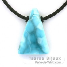 Baumwolle Halsband und 1 Larimar - 35 x 24 x 9.5 mm - 11.7 gr