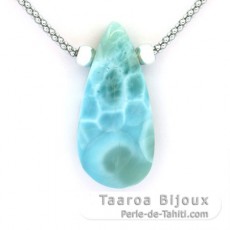 Sterling Silber Halsband und 1 Larimar - 36 x 17 x 8 mm - 8.6 gr