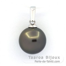 18K Weissgold Anhnger und 1 Rund TahitiPerle B 9.7 mm