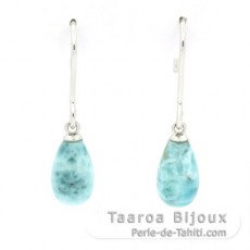 Silber Ohrringe und 2 Larimar - 10 x 6 mm - 1.2 gr