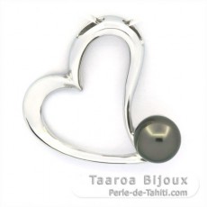 Sterling Silber Anhnger und 1 Fast Rund TahitiPerle C 8.5 mm