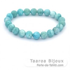 Armband aus 22 Larimar-Perlen - 8 bis 8.4 mm - 15.5 cm - 17.8 gr