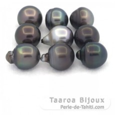 Lot von 9 Semi Barocke TahitiPerlen CD von 12 bis 12.4 mm