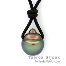 Leder Halsband und 1 Circles TahitiPerle B 11.8 mm