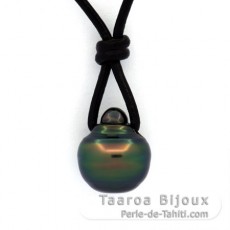 Leder Halsband und 1 Circles TahitiPerle B 11.5 mm