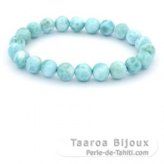 Armband aus 22 Larimar-Perlen - 8 bis 8.4 mm - 16 cm - 17.8 gr