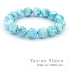 Armband aus 16 Larimar-Perlen - 12.7 bis 13 mm - 18 cm - 50.9 gr