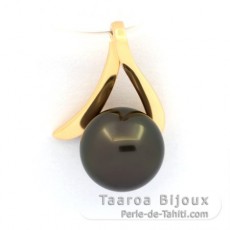 18K Gold Anhnger und 1 Rund TahitiPerle A 8 mm