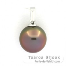 18K Weissgold Anhnger und 1 Fast Rund TahitiPerle B 10.4 mm