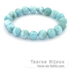 Armband aus 19 Larimar-Perlen - 9.8 bis 10.3 mm - 17.5 cm - 28.6 gr