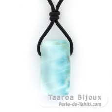 Leder Halsband und 1 Larimar - 27 x 14 x 8.2 mm - 7.1 gr