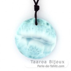 Leder Halsband und 1 Larimar - 30 x 8.5 mm - 13.9 gr