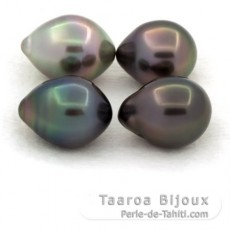 Lot von 4 Semi Barocke TahitiPerlen BC von 9.6 bis 9.9 mm