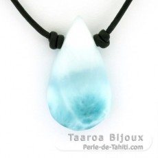 Leder Halsband und 1 Larimar - 34 x 19 x 8 mm - 7.9 gr