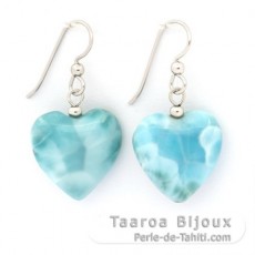 Silber Ohrringe und 2 Larimar - 20 x 20 x 7.8 mm - 8.8 gr