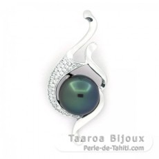 Sterling Silber Anhnger und 1 Fast Rund TahitiPerle B 10.2 mm