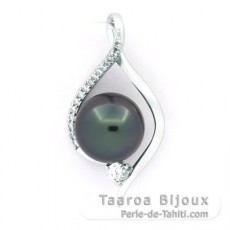 Sterling Silber Anhnger und 1 Fast Rund TahitiPerle B 9.2 mm