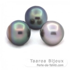 Lot von 3 Semi Barocke TahitiPerlen C von 12.6 bis 12.7 mm