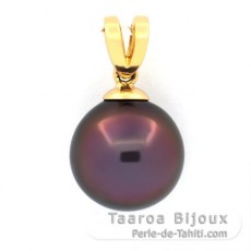 18K Gold Anhnger und 1 Rund TahitiPerle B+ 12.8 mm