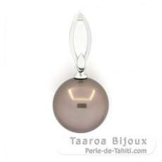 18K Weissgold Anhnger und 1 Rund TahitiPerle A 12 mm