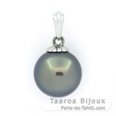 18K Weissgold Anhnger und 1 Rund TahitiPerle B 12.4 mm