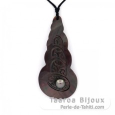 Anhnger aus Perlmutt und 1 Perle von Tahiti Fast Rund C 8 mm