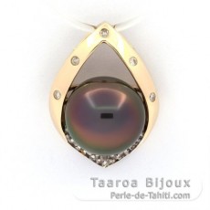 14K Gold Anhnger + 12 Diamante und 1 Rund TahitiPerle B 10.3 mm