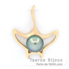 18K Gold Anhnger und 1 Rund TahitiPerle B+ 8.7 mm