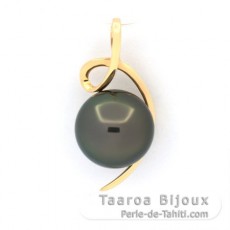 18K Gold Anhnger und 1 Rund TahitiPerle B 9.4 mm