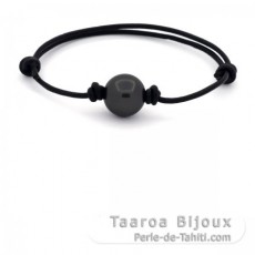 Leder Armband und 1 Rund TahitiPerle C 12.5 mm