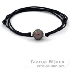 Leder Halsband und 1 Rund TahitiPerle C 12.1 mm