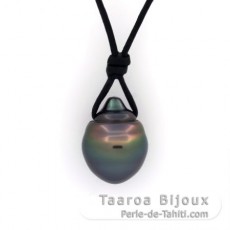Leder Halsband und 1 Circles TahitiPerle B 10.9 mm