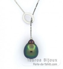 Sterling Silber Halsband und 1 Circles TahitiPerle B+ 10.2 mm