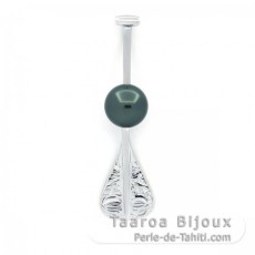 Sterling Silber Anhnger und 1 Rund TahitiPerle B 10.1 mm