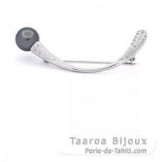 Sterling Silber Brosche und 1 Rund TahitiPerle B/C 11.9 mm