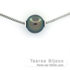 Sterling Silber Halsband und 1 Runde TahitiPerle B/C 11.5 mm