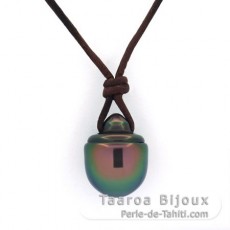 Halskette aus Knguruleder und 1 Semi Barock TahitiPerle B 12.5 mm