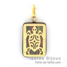 18K Gold Anhnger und TahitiPerlmutt - Dimensionen = 18 X 12 mm - Schildkrte