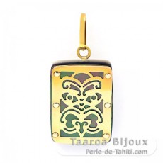 18K Gold Anhnger und TahitiPerlmutt - Dimensionen = 18 X 12 mm - Virilitt