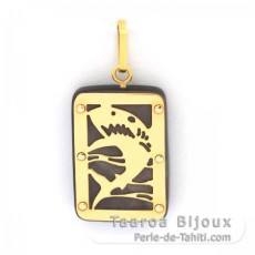 18K Gold Anhnger und TahitiPerlmutt - Dimensionen = 18 X 12 mm - Haifisch