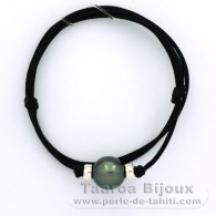 Gewachsene Baumwolle Halsband und 1 Rund TahitiPerle C 12.7 mm